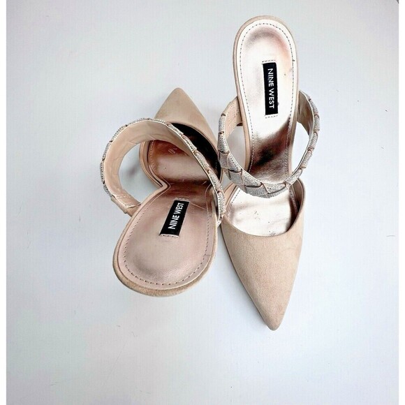Nine West luxury fresah Shoes West Greet Womens Rhinestone High Heels cream 10M - Picture 4 of 8